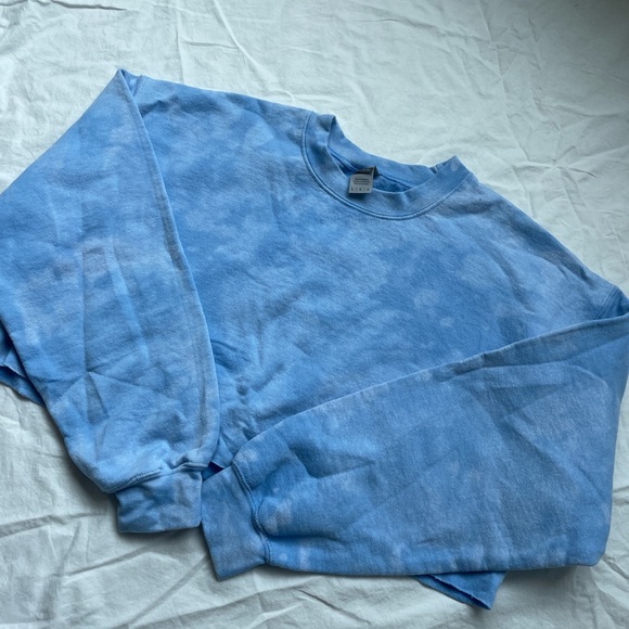 Blue Tie Dye Cropped Sweatshirt - Picture 1 of 3